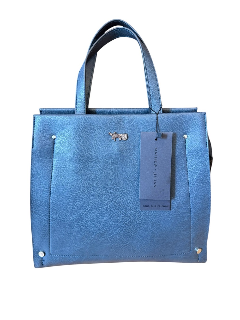 Mathew + Julian NWT Blue Faux Leather Satchel Tote Bag